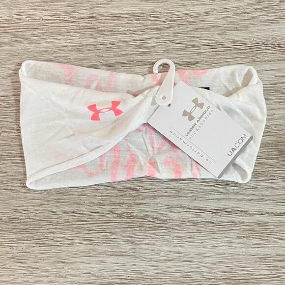 New Under Armour Headband White Pink Go Fight Cure NWT Breast Cancer Awareness - Picture 2 of 5